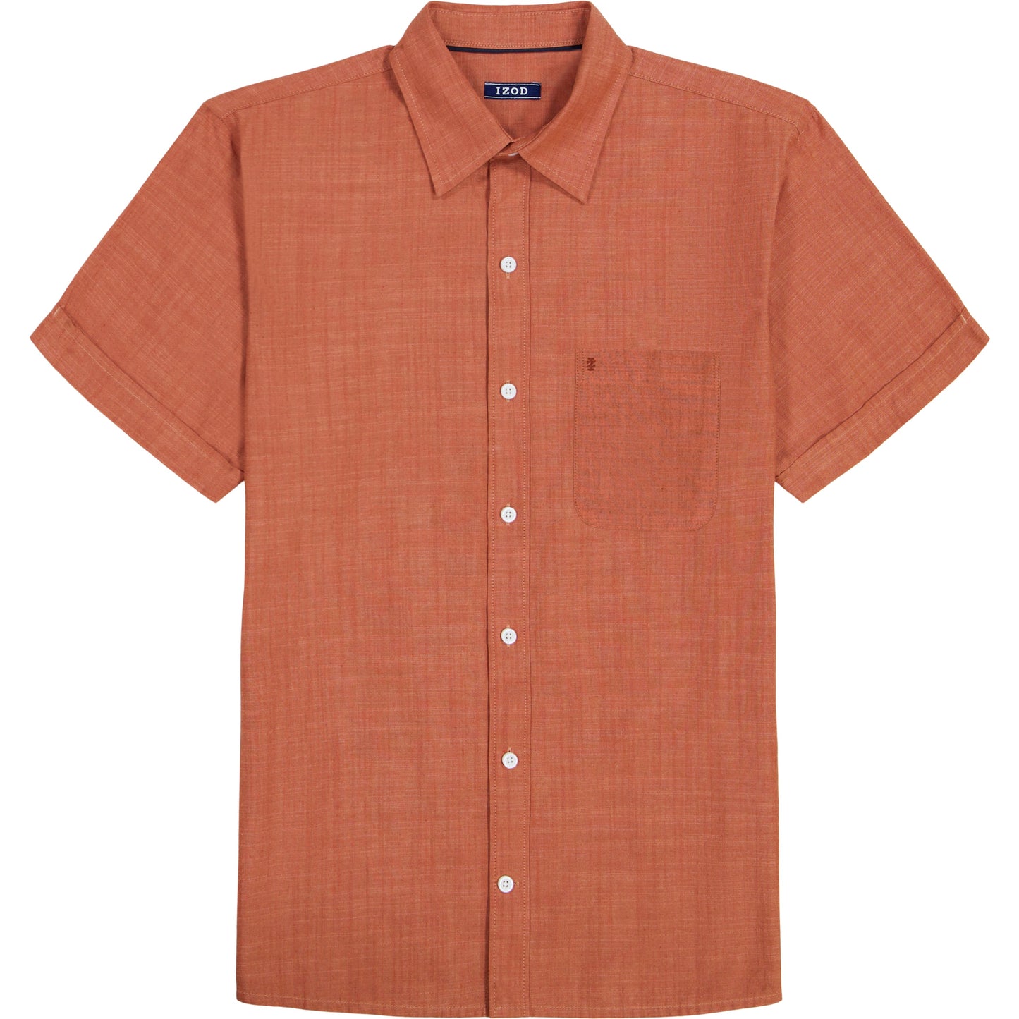 Izod LUXURY SHORT SLEEVE BUTTON DOWN SHIRT - POTTERS CLAY