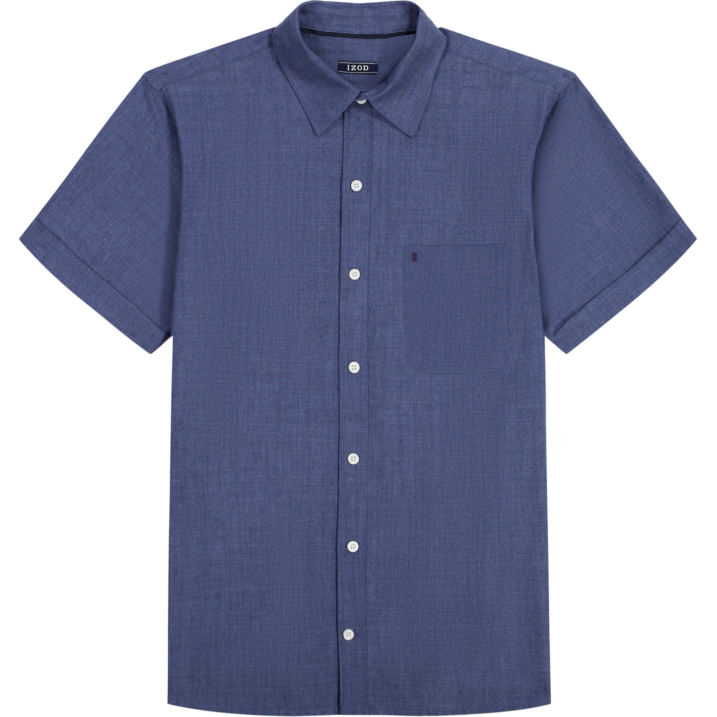 Izod LUXURY SHORT SLEEVE BUTTON DOWN SHIRT - MEDIEVAL BLUE