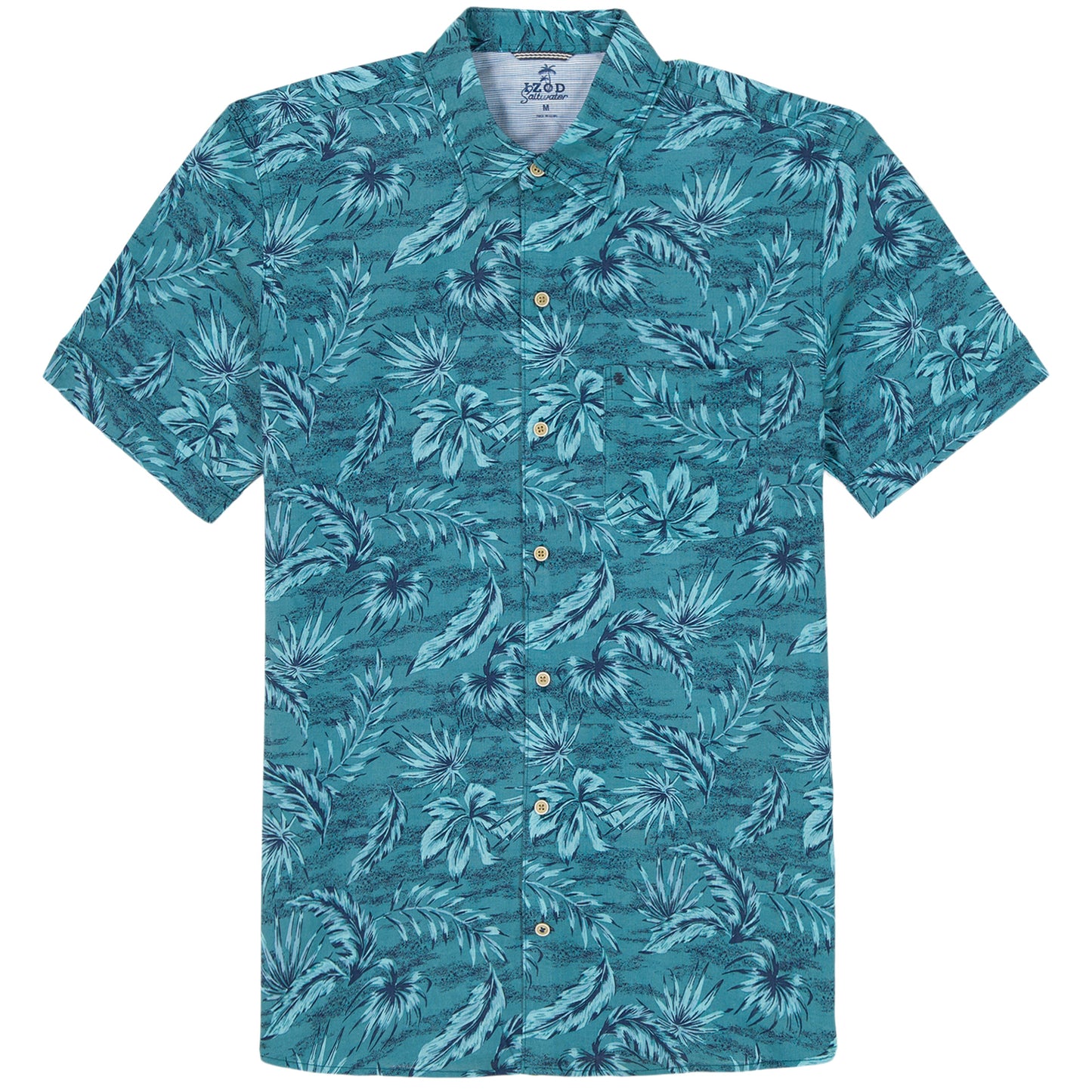 Izod DOCKSIDE CHAMBRAY SHORT SLEEVE PRINTED BUTTON DOWN SHIRT - ANTIGUA SAN