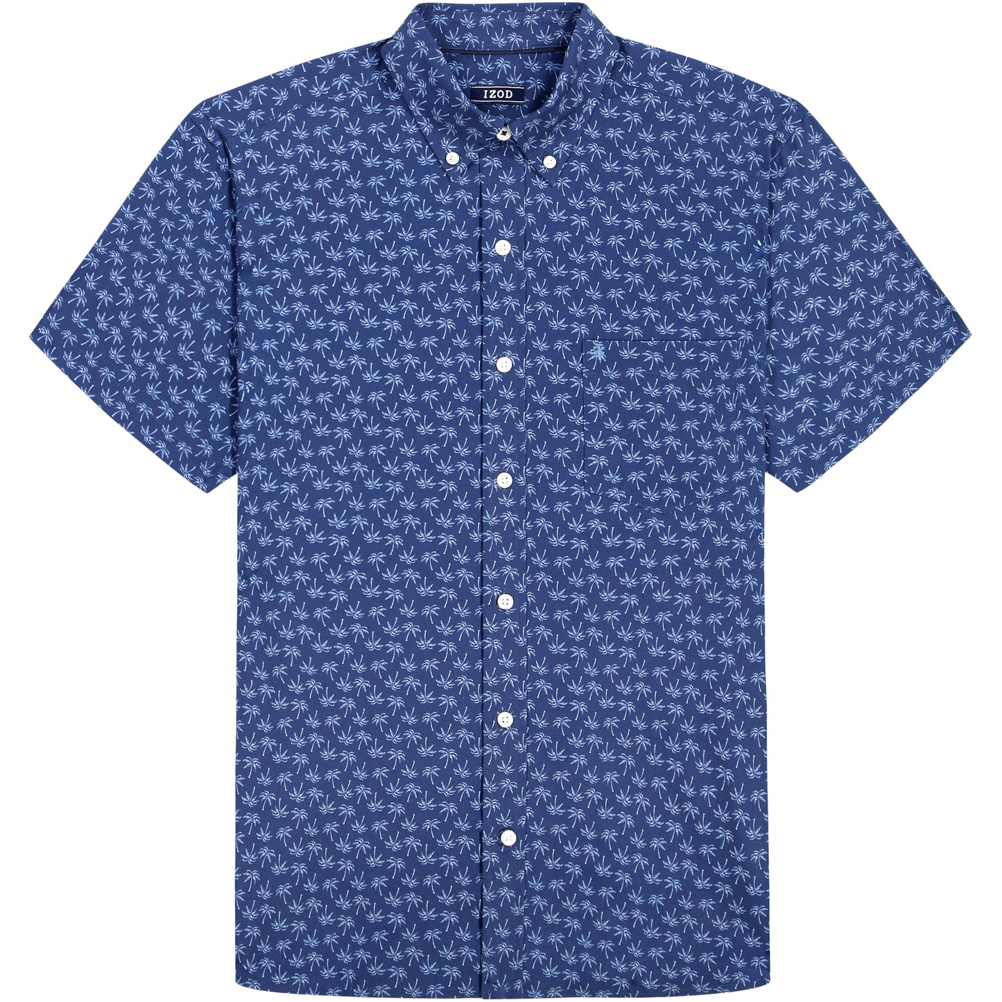 Izod BREEZE SHORT SLEEVE PRINTED BUTTON DOWN SHIRT - MEDIEVAL BLUE