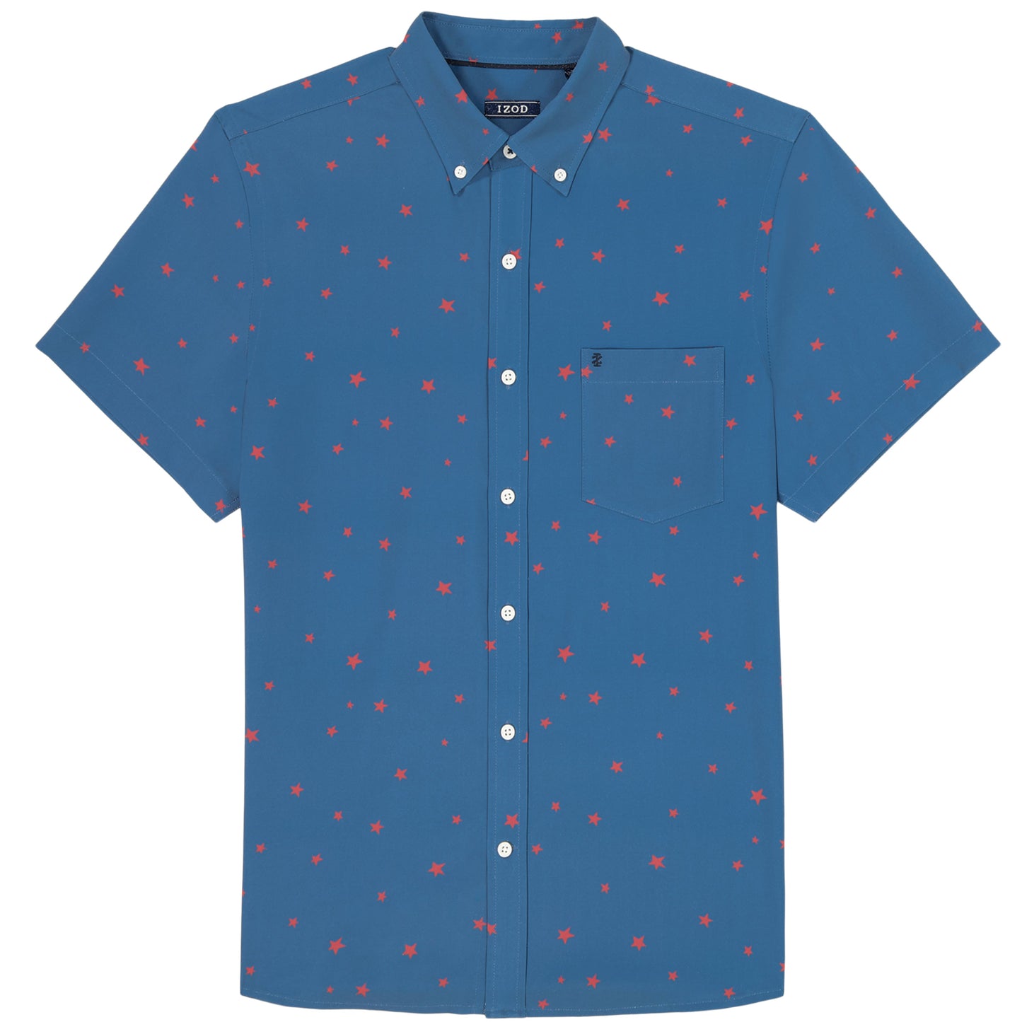 Izod BREEZE SHORT SLEEVE PRINTED BUTTON DOWN SHIRT - TRUE NAVY
