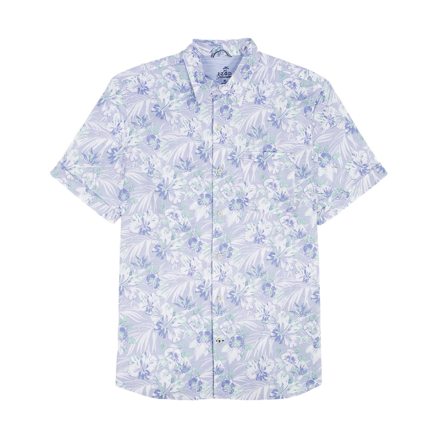 Izod DOCKSIDE CHAMBRAY S/S PRINTED BUTTON-DOWN SHIRT - CHAMBRAY BLUE