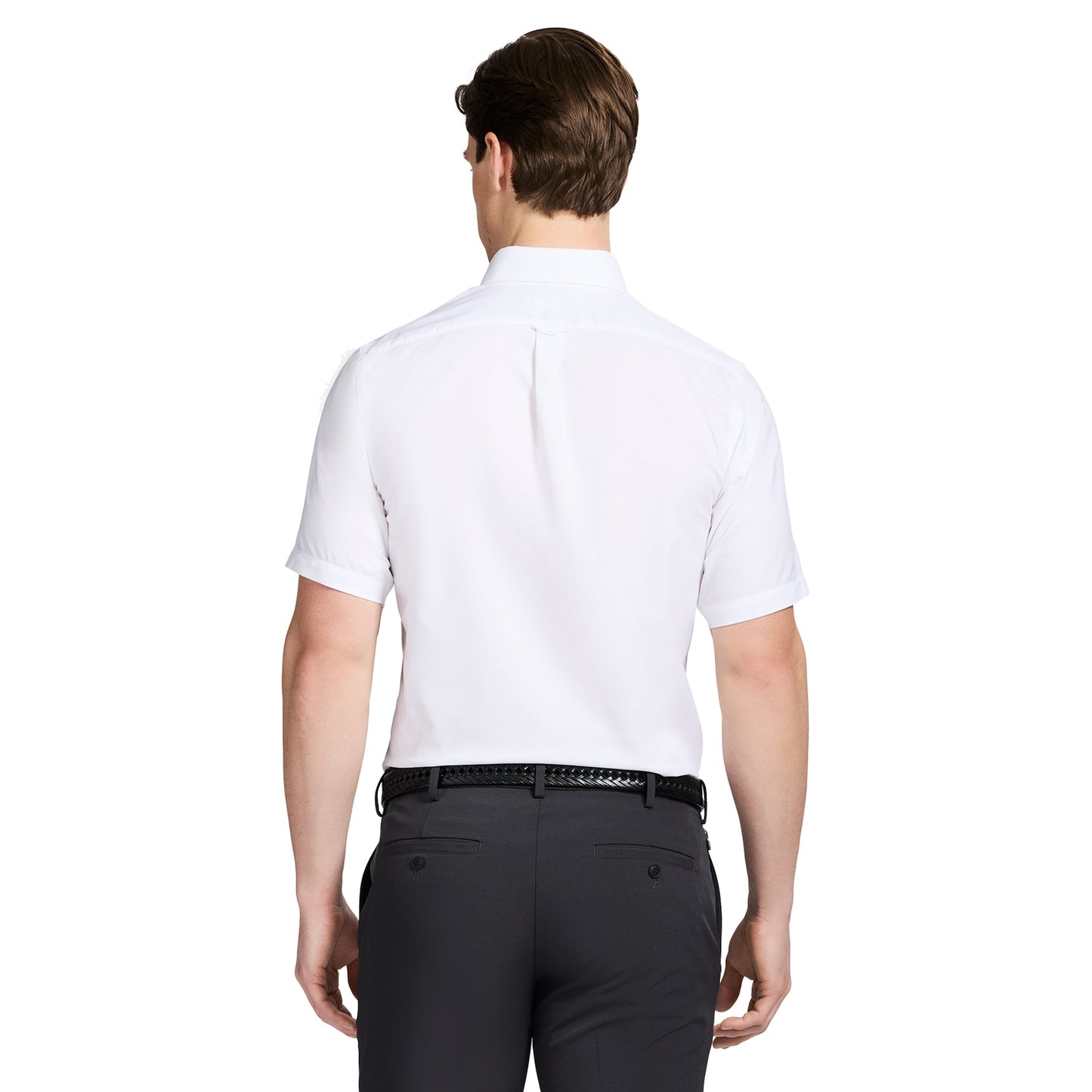 Izod ALL-OVER STRETCH S/S BUTTON-DOWN DRESS SHIRT - BRIGHT WHITE