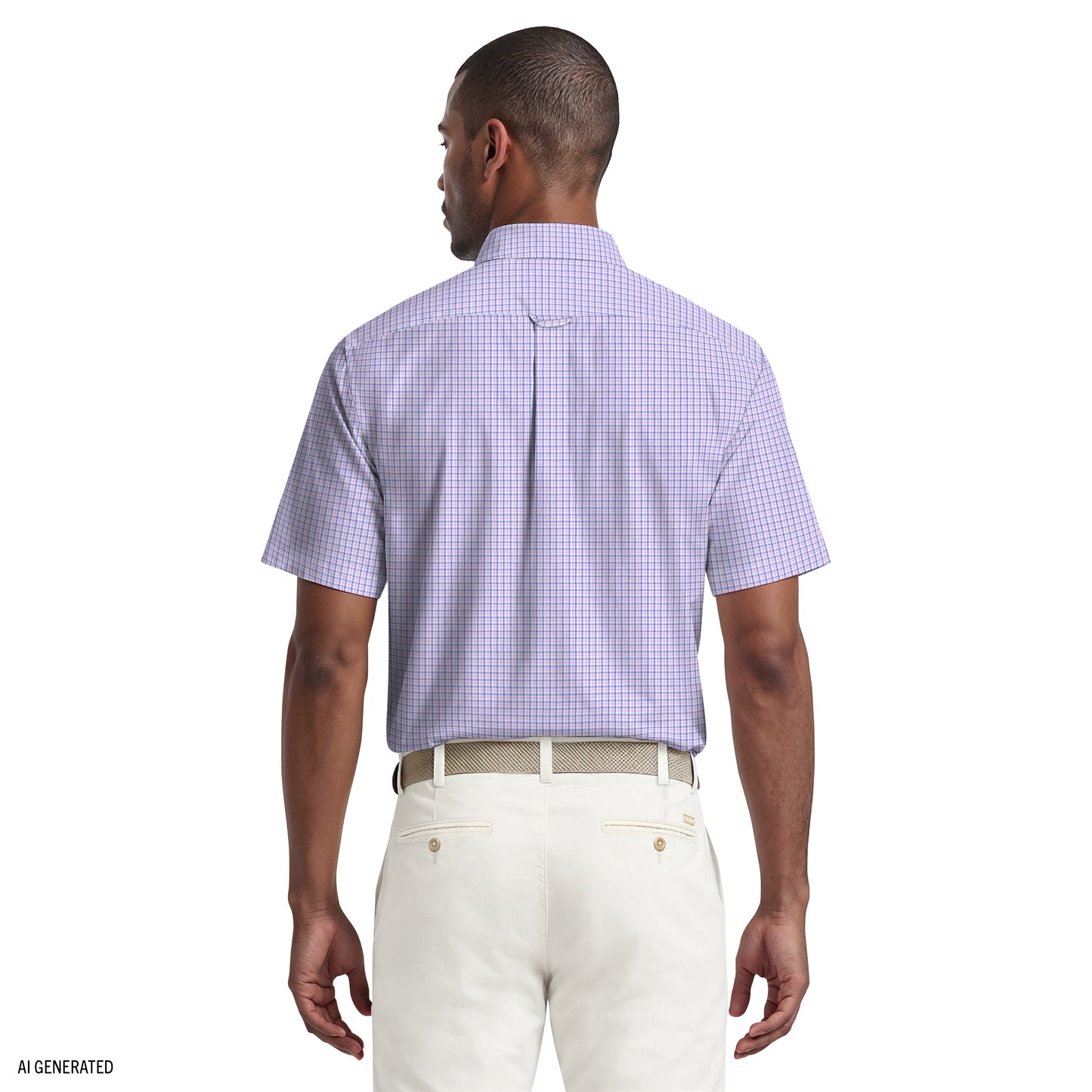 Izod ALL-OVER STRETCH S/S PLAID BUTTON-DOWN DRESS SHIRT - PRISM PINK