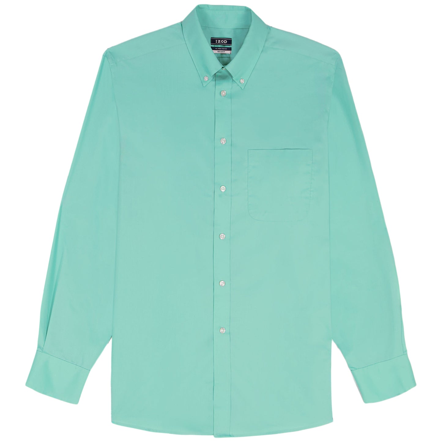 Izod ALL-OVER STRETCH L/S BUTTON-DOWN DRESS SHIRT - BISCAY GREEN
