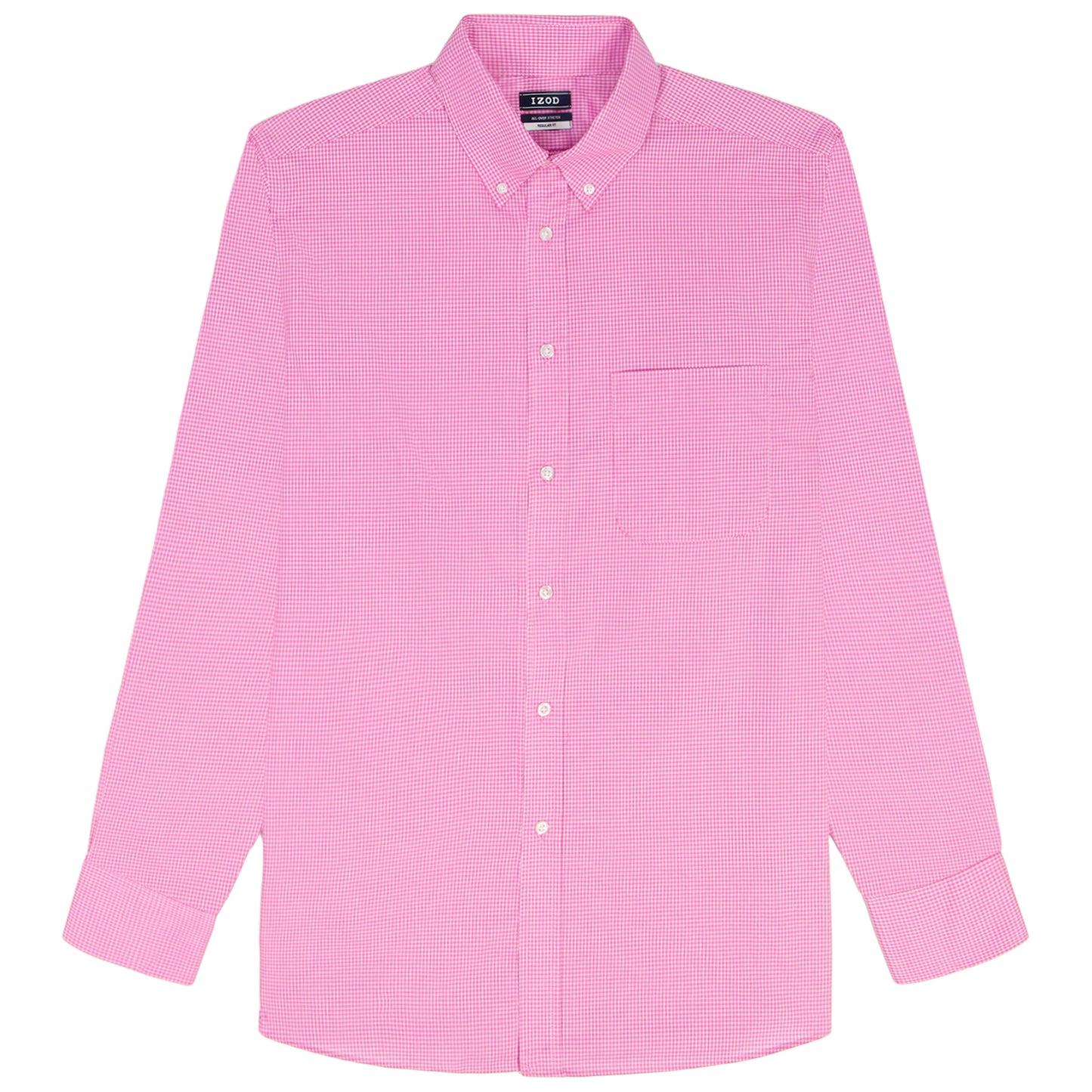 Izod ALL-OVER STRETCH L/S PLAID BUTTON-DOWN DRESS SHIRT - CONE FLOWER