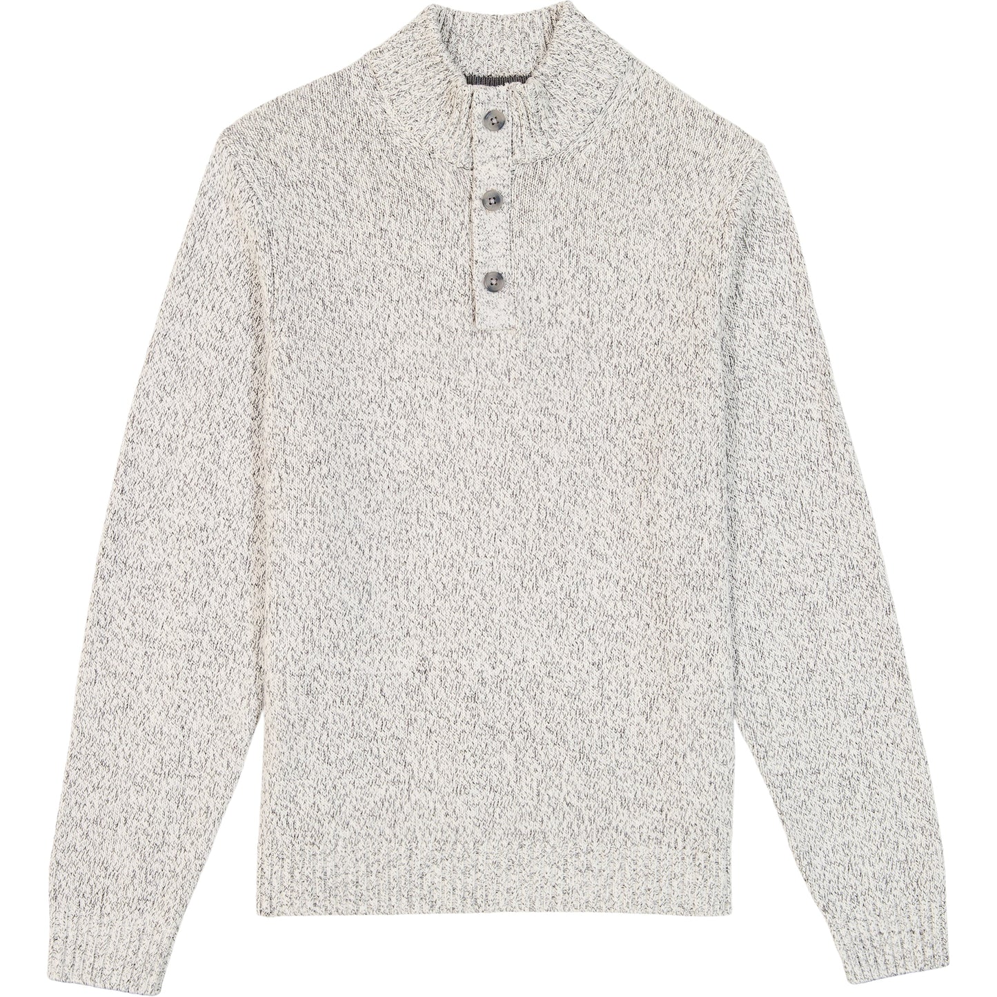 Izod Holiday Button Mock Sweater - Rock Hthr