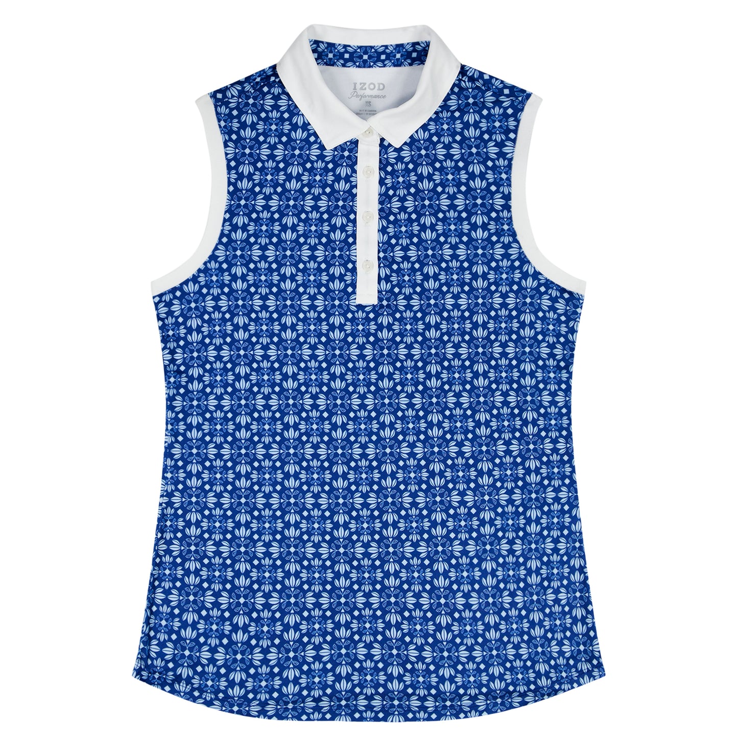 Izod ALLY PRINTED SLEEVELESS POLO - MONACO BLUE
