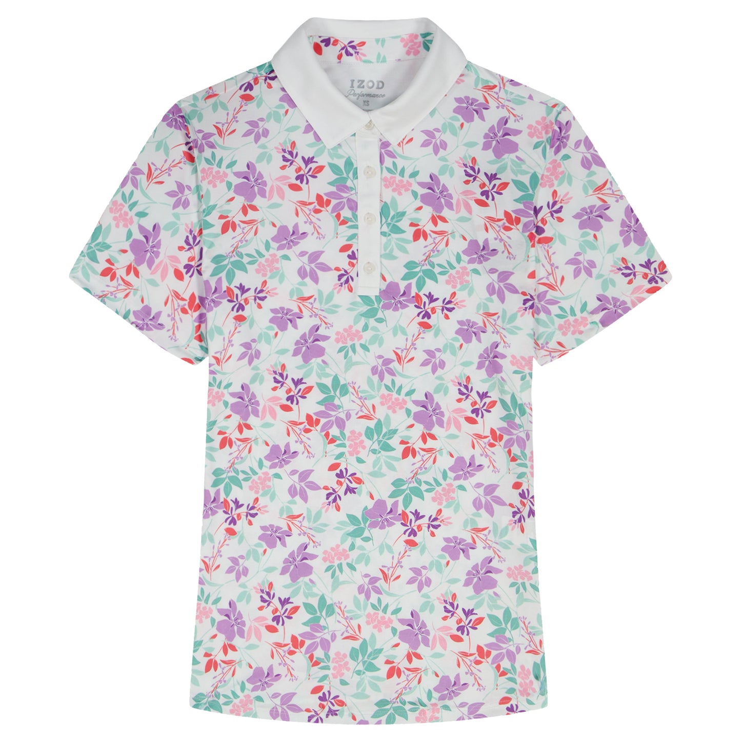 Izod ALLY PRINTED S/S POLO - BRIGHT WHITE