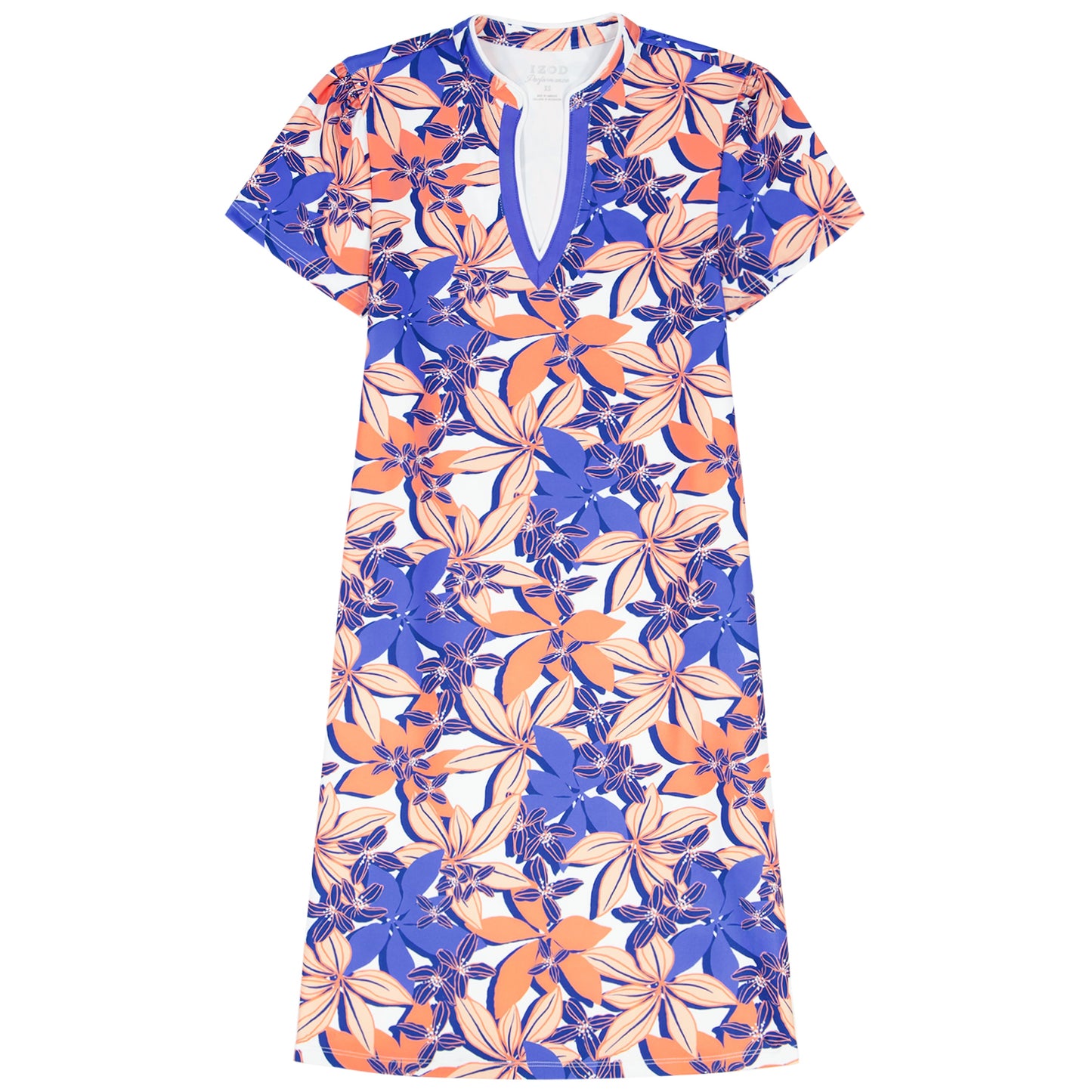 Izod SARA S/S PRINTED DRESS - FRESH SALMON