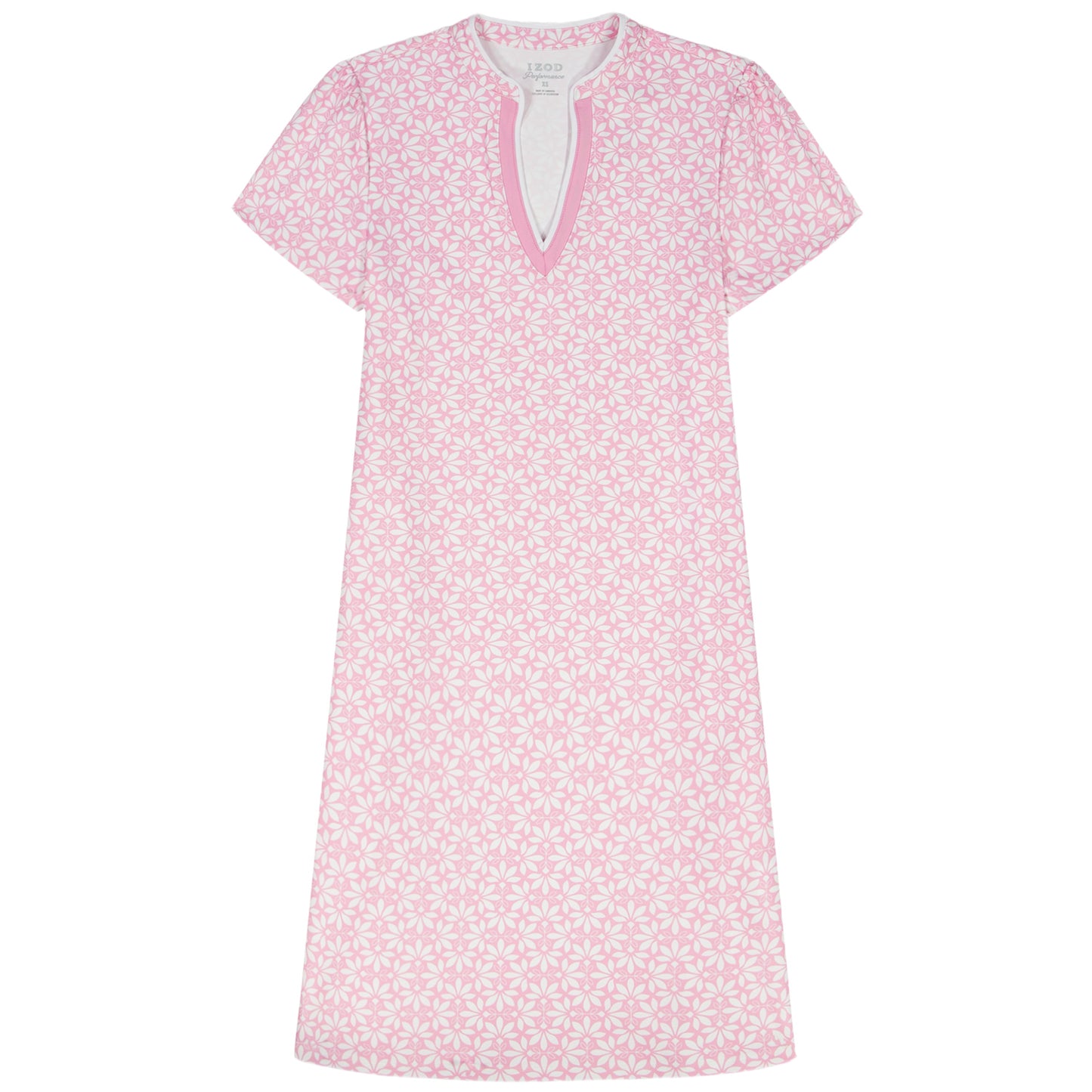 Izod SARA S/S PRINTED DRESS - PRISM PINK