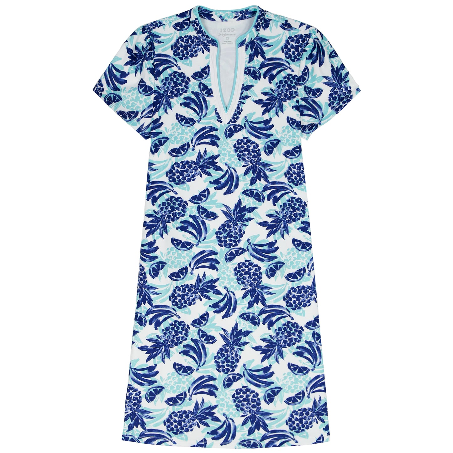 Izod SARA S/S PRINTED DRESS - ARUBA BLUE