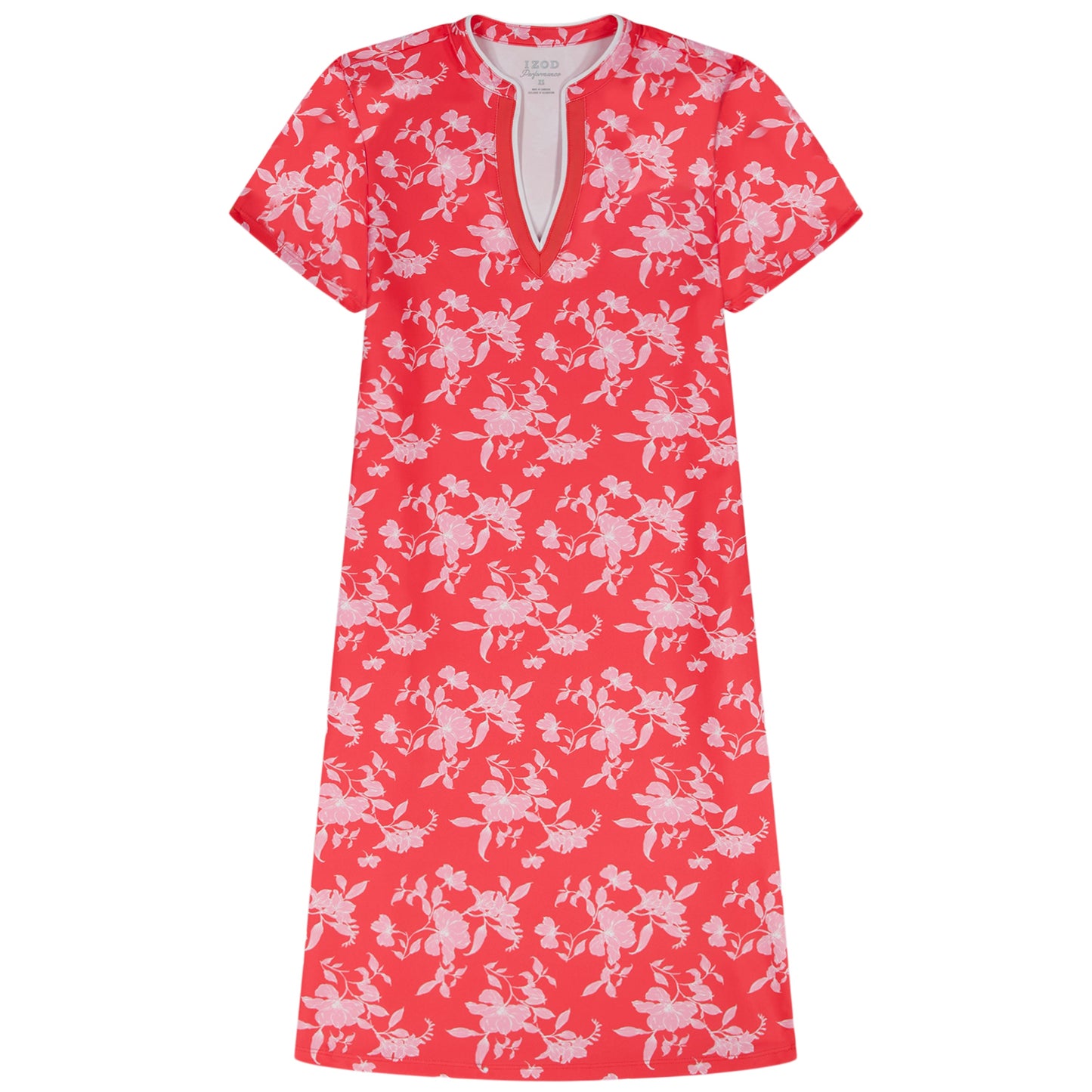 Izod SARA S/S PRINTED DRESS - SUGAR CORAL