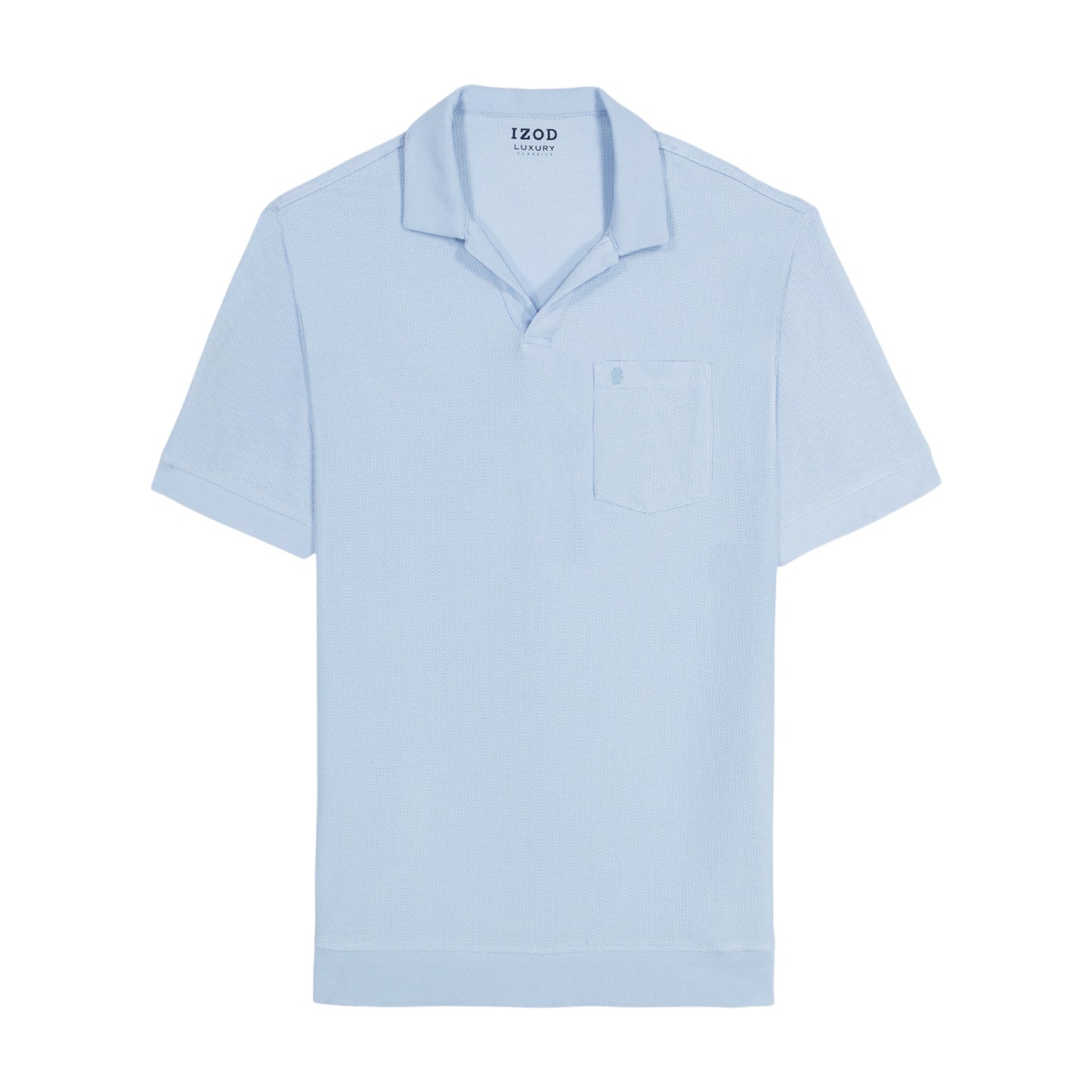 Izod Johnny Collar Textured Knit Polo - Chambray Blue