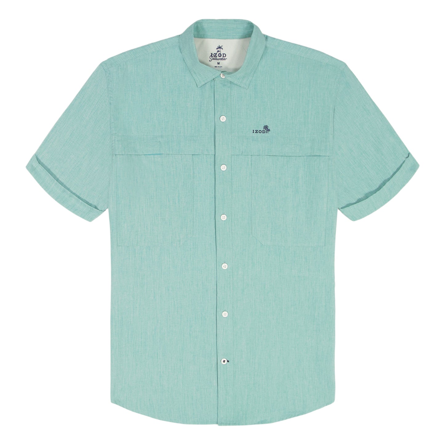 Izod SUNSHIELD PERFORMANCE S/S BUTTON-DOWN SHIRT - AGATE GREEN