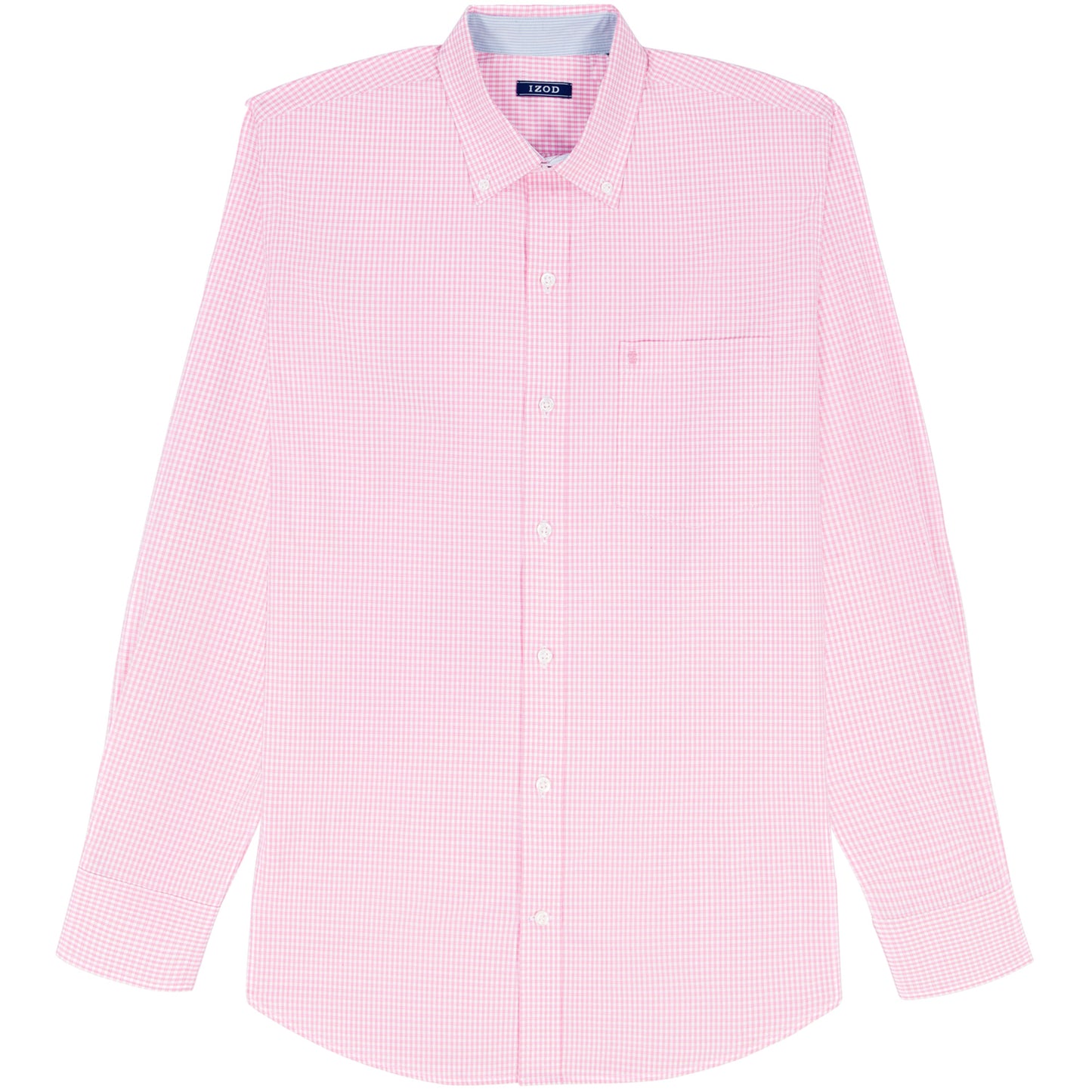 Izod Performance Comfort L/S Plaid Shirt - Pink Lemonade