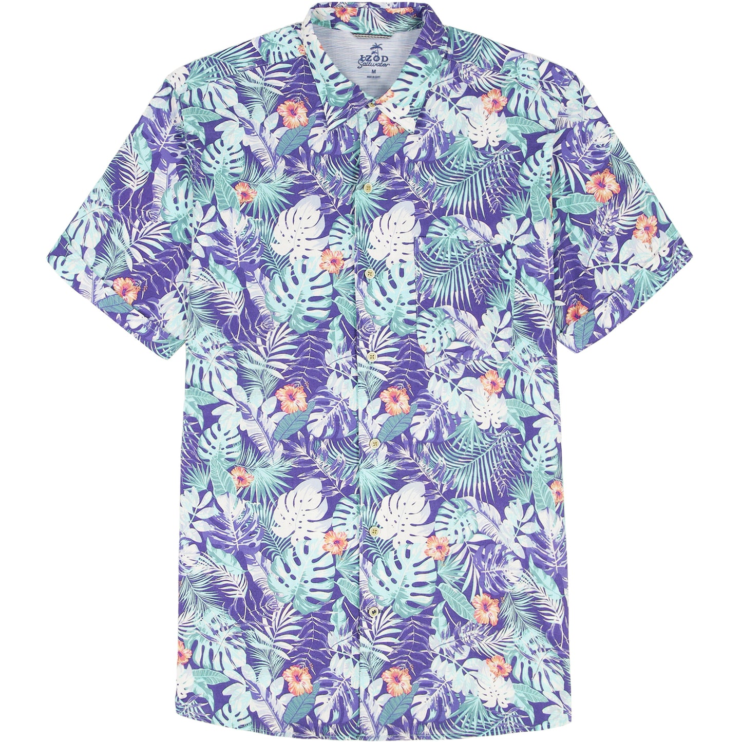 Izod DOCKSIDE CHAMBRAY S/S PRINTED SHIRT - TWILIGHT BLUE