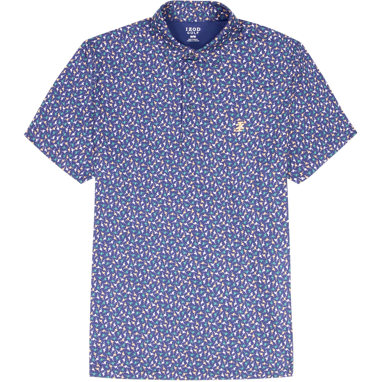 Izod BIG & TALL GOLF SWINGFLEX ELITE PRINTED POLO - MEDIEVAL BLUE