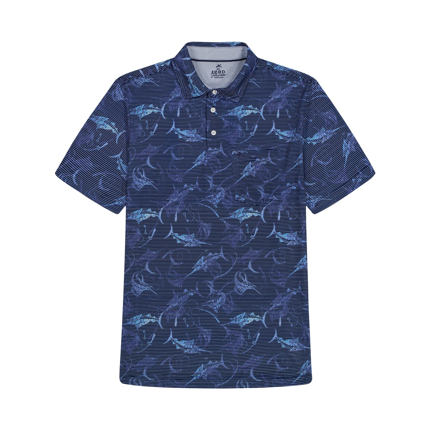 Izod SUNSHIELD PERFORMANCE S/S PRINTED POLO - BLUE DEPTHS