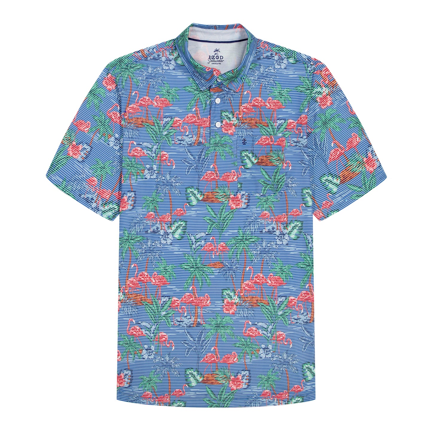 Izod SUNSHIELD PERFORMANCE S/S PRINTED POLO - VALLARTA BLUE