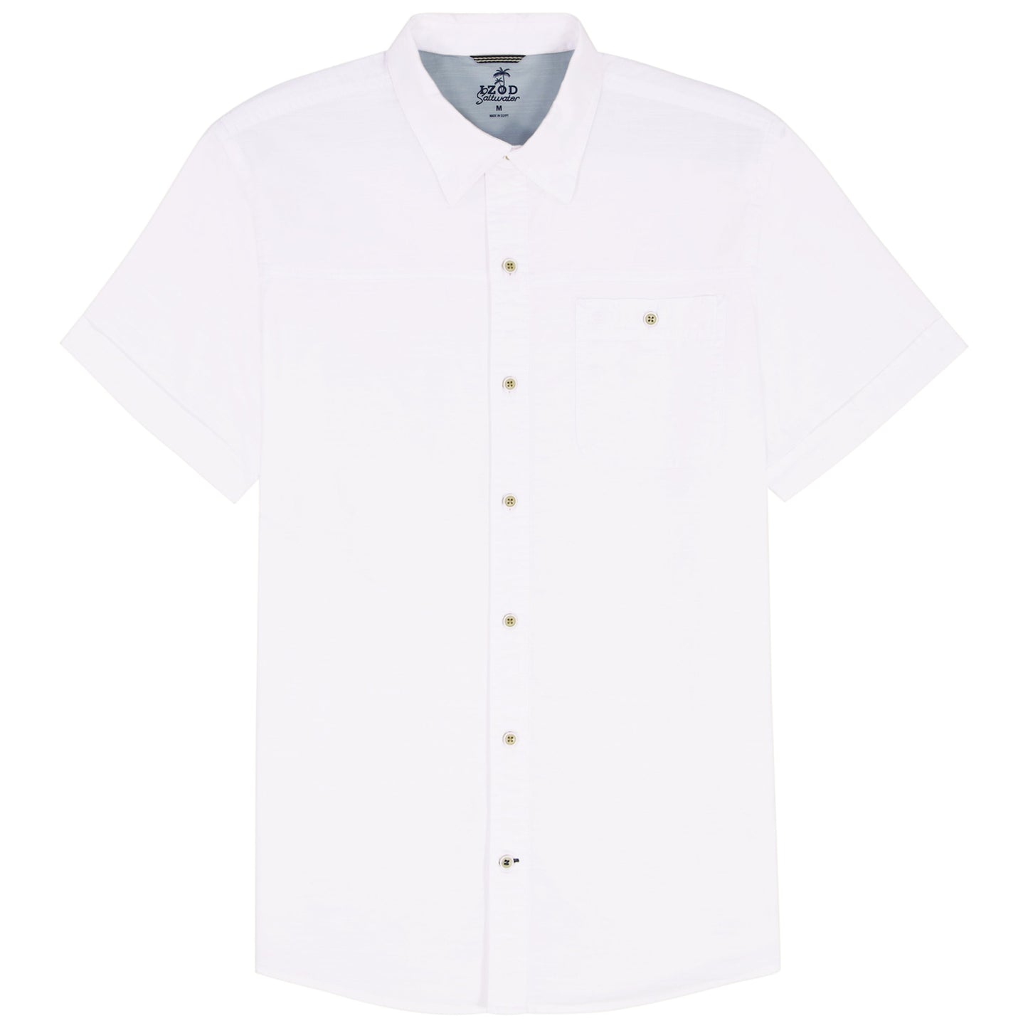 Izod BIG & TALL DOCKSIDE CHAMBRAY S/S BUTTON-DOWN SHIRT - BRIGHT WHITE