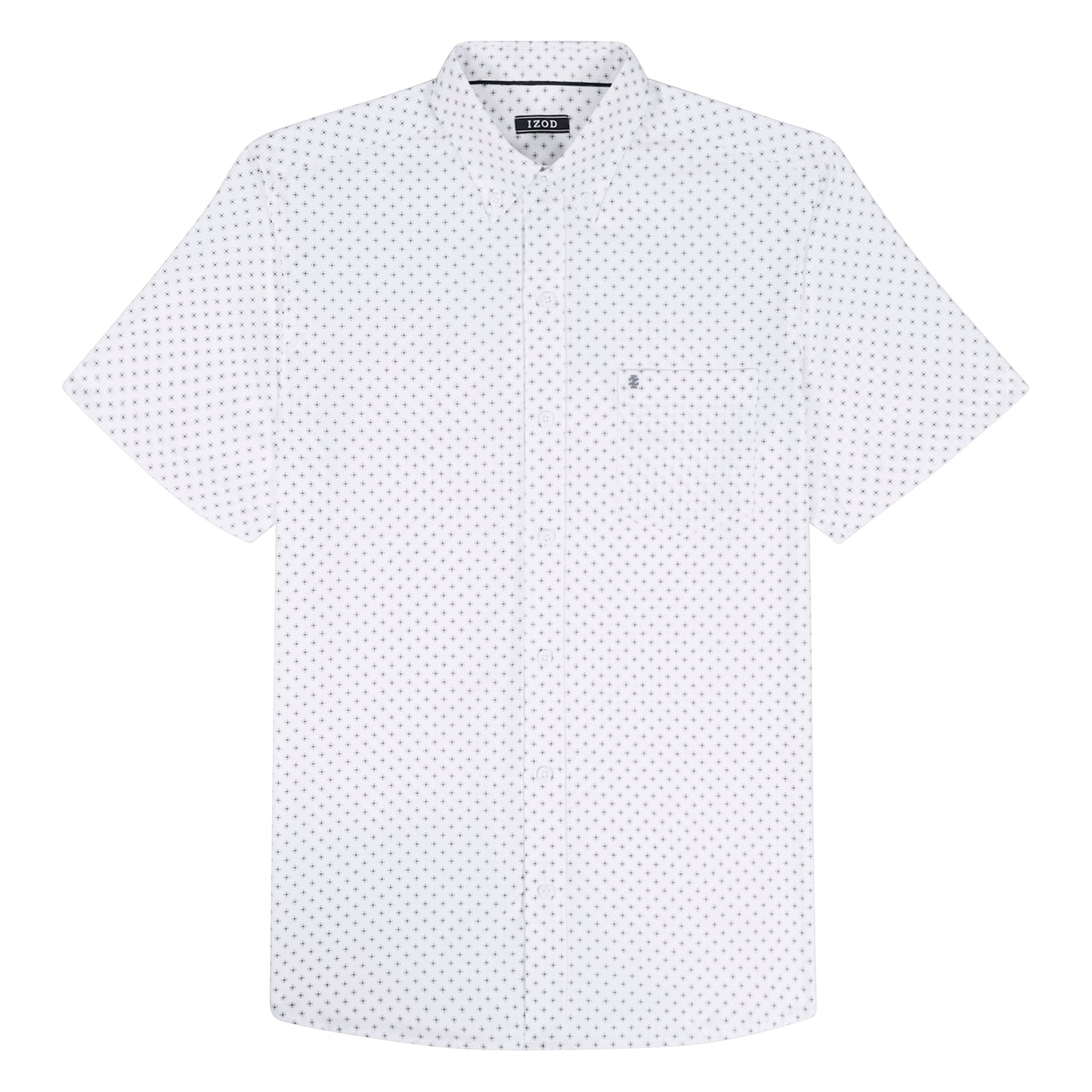Izod BIG & TALL BREEZE S/S PRINTED BUTTON-DOWN SHIRT - BRIGHT WHITE