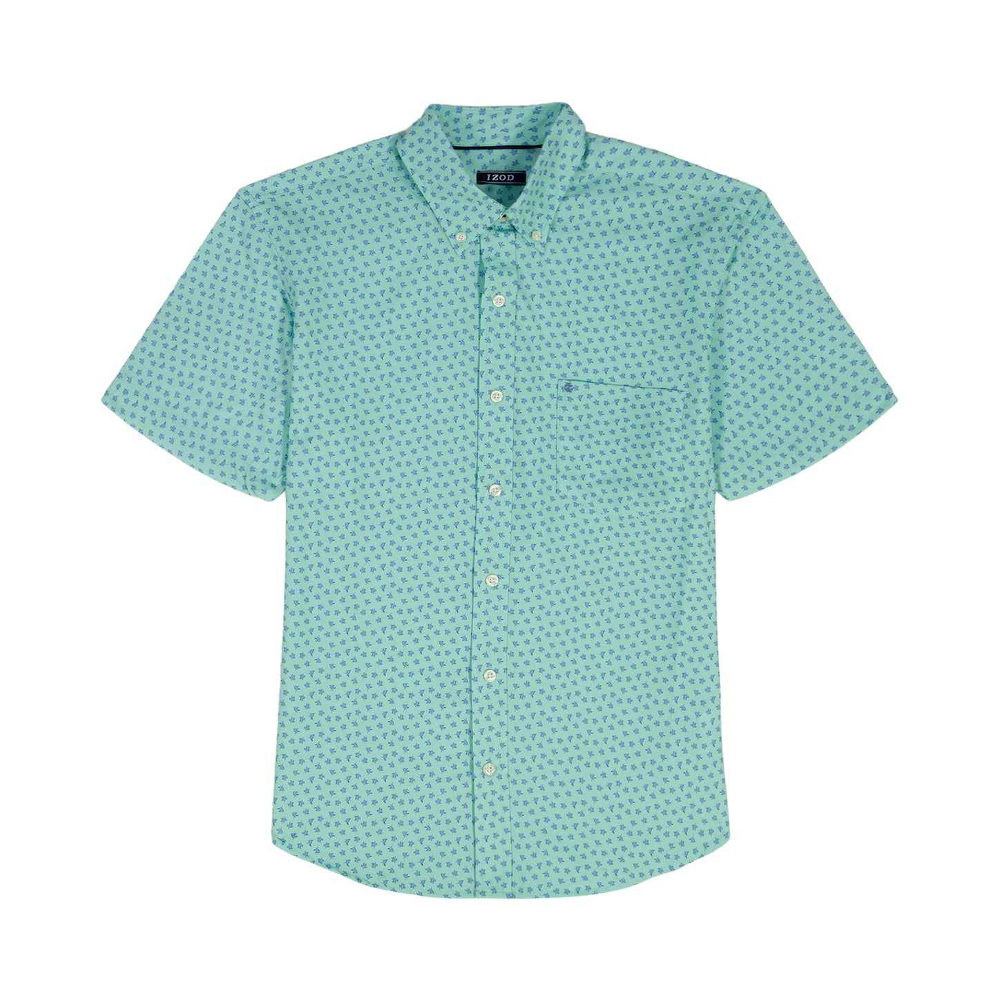 Izod BIG & TALL BREEZE S/S PRINTED BUTTON-DOWN SHIRT - CABBAGE