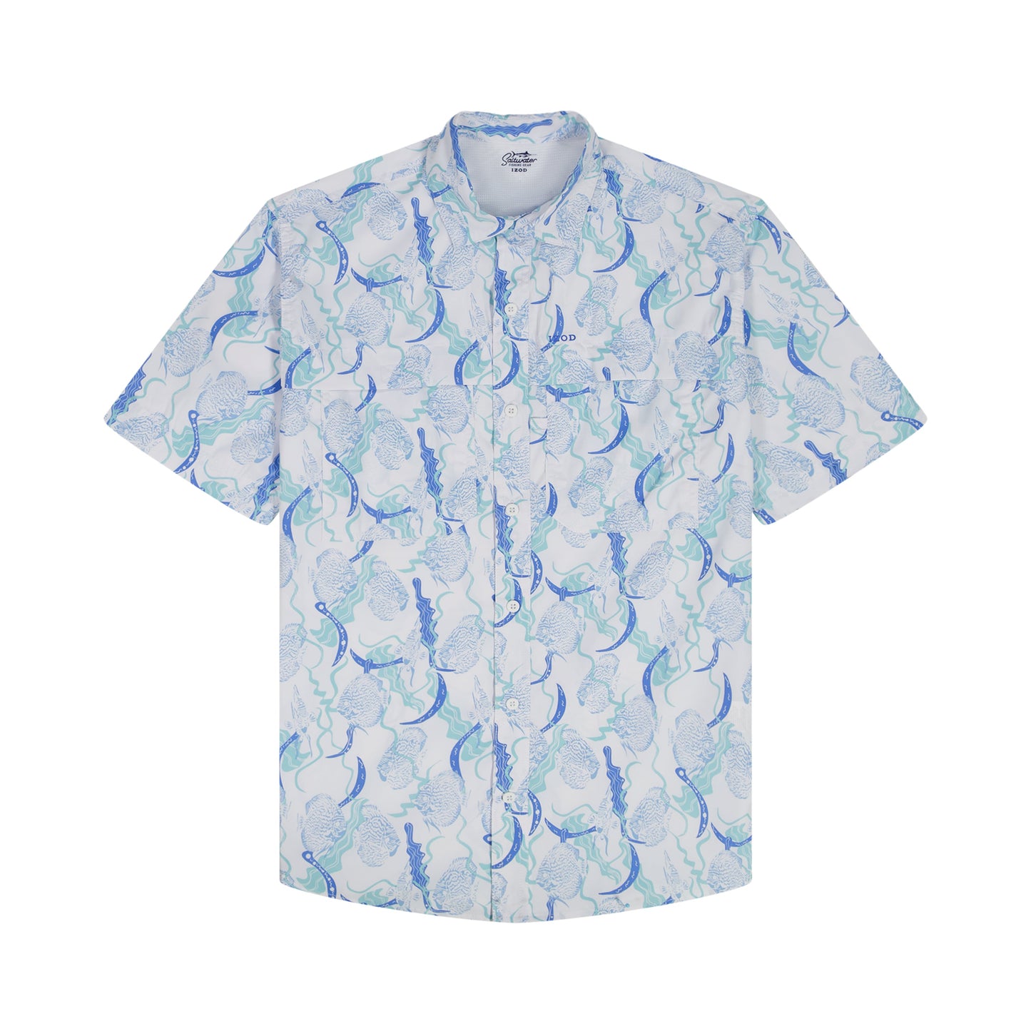 Izod BIG & TALL SUNSHIELD PERFORMANCE S/S PRINTED BUTTON-DOWN SHIRT - BRIGH