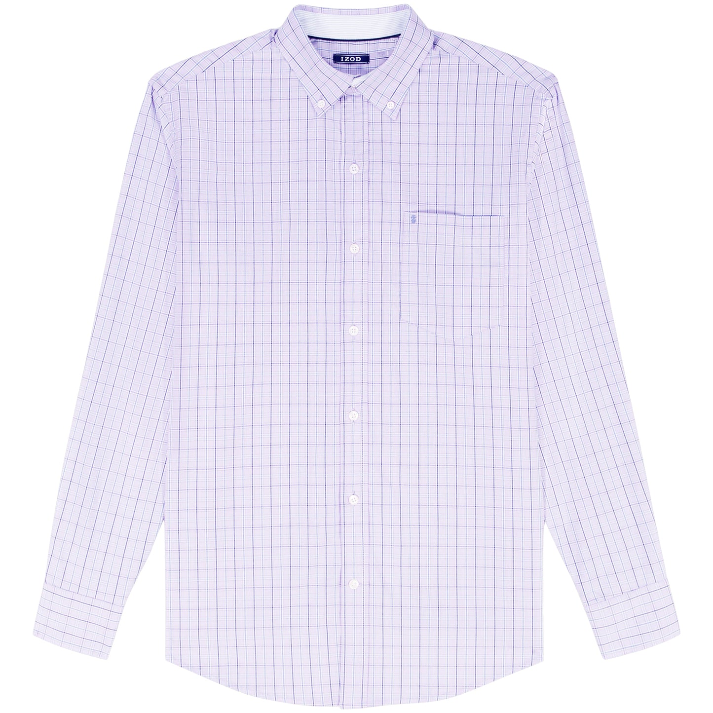 Izod Big & Tall Performance Comfort L/S Plaid Shirt - Pastel Lilac