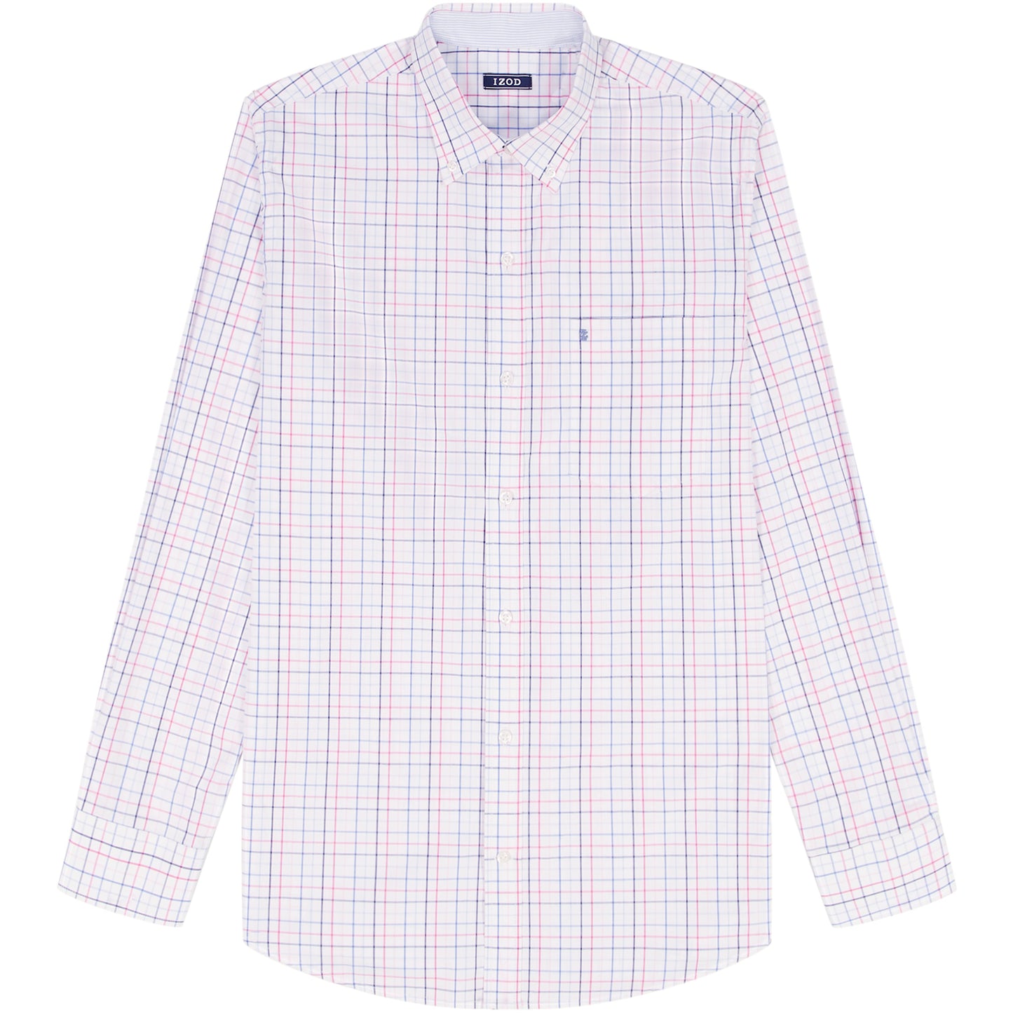Izod Big & Tall Performance Comfort L/S Plaid Shirt - Fandango Pink
