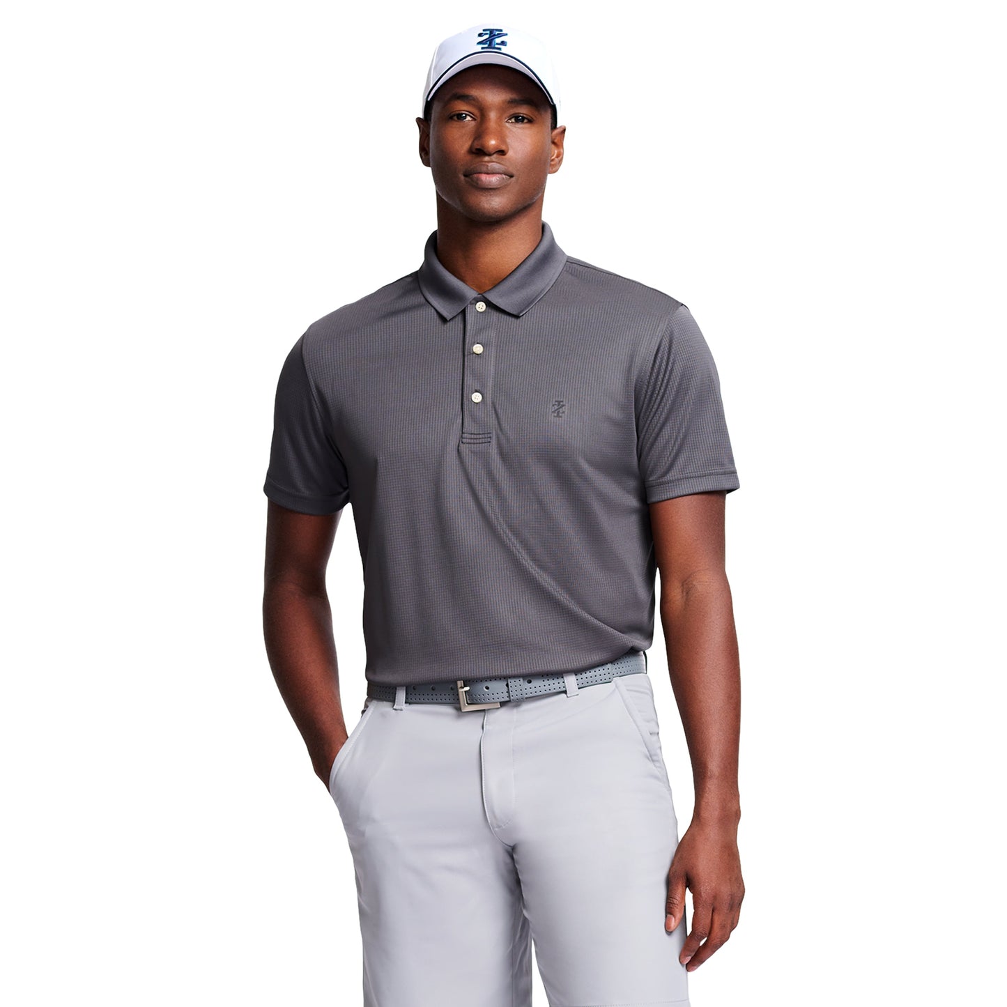 Izod Performance Golf Grid Stretch Polo - Asphalt