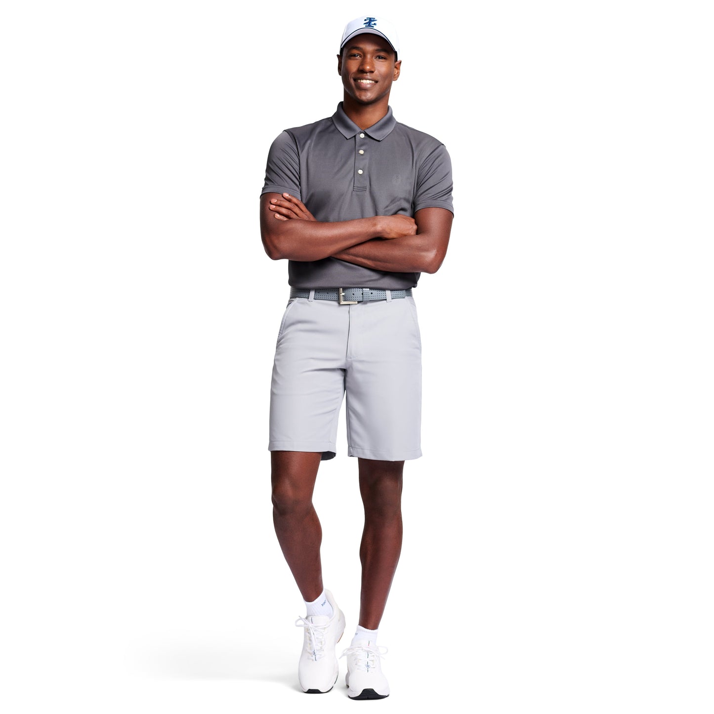 Izod Performance Golf Grid Stretch Polo - Asphalt