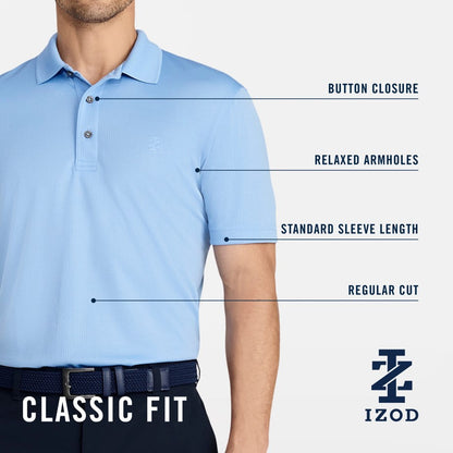 Izod Performance Golf Grid Stretch Polo - Asphalt