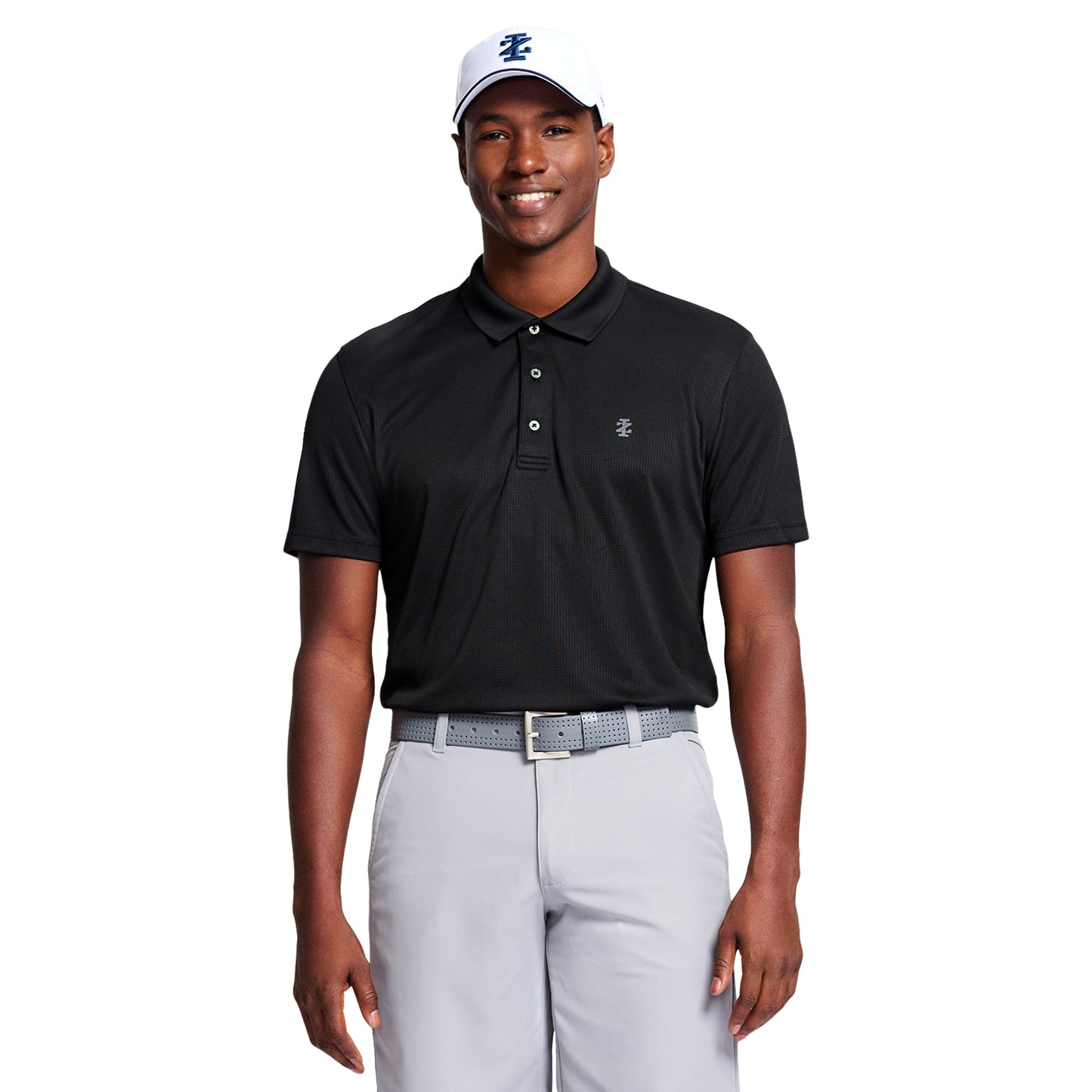 Izod Performance Golf Grid Stretch Polo - Black