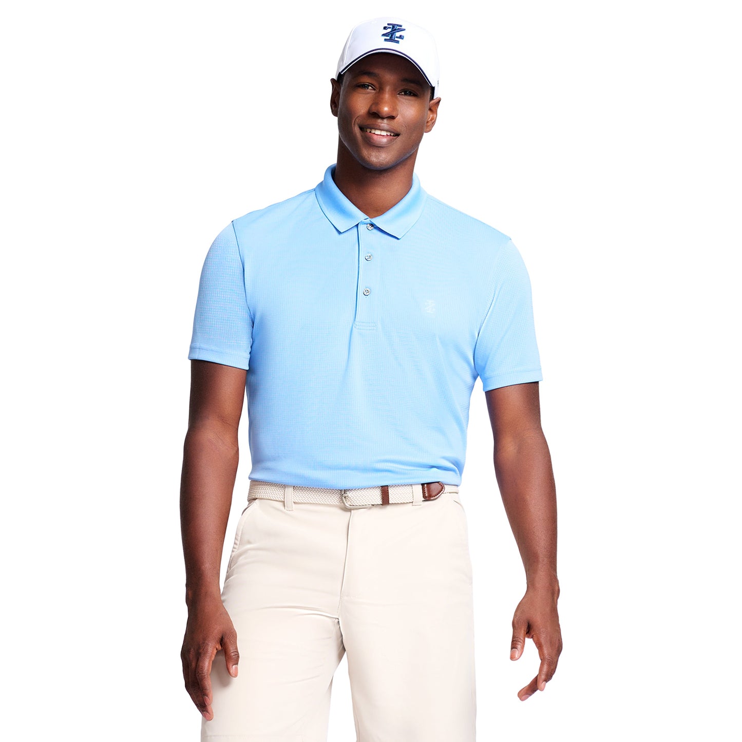Izod Performance Golf Grid Stretch Polo - Riveria Blue