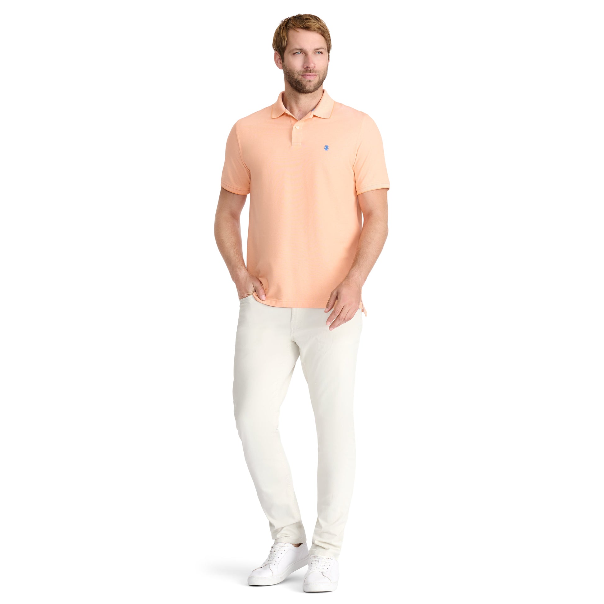 Izod ADVANTAGE PERFORMANCE SHORT-SLEEVE POLO SHIRT CANTALOPE