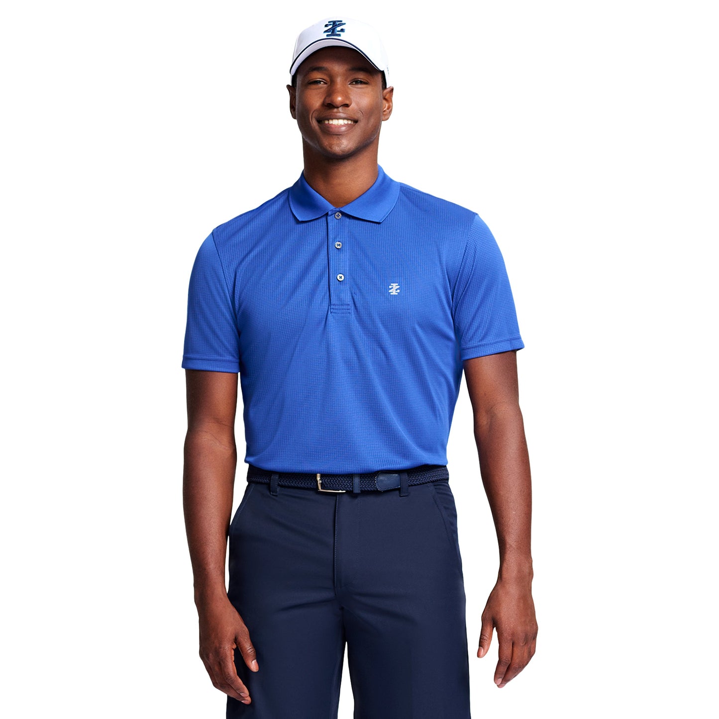 Izod Performance Golf Grid Stretch Polo - Cobalt Blue