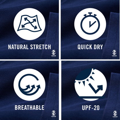 Izod Performance Golf Grid Stretch Polo - Cobalt Blue