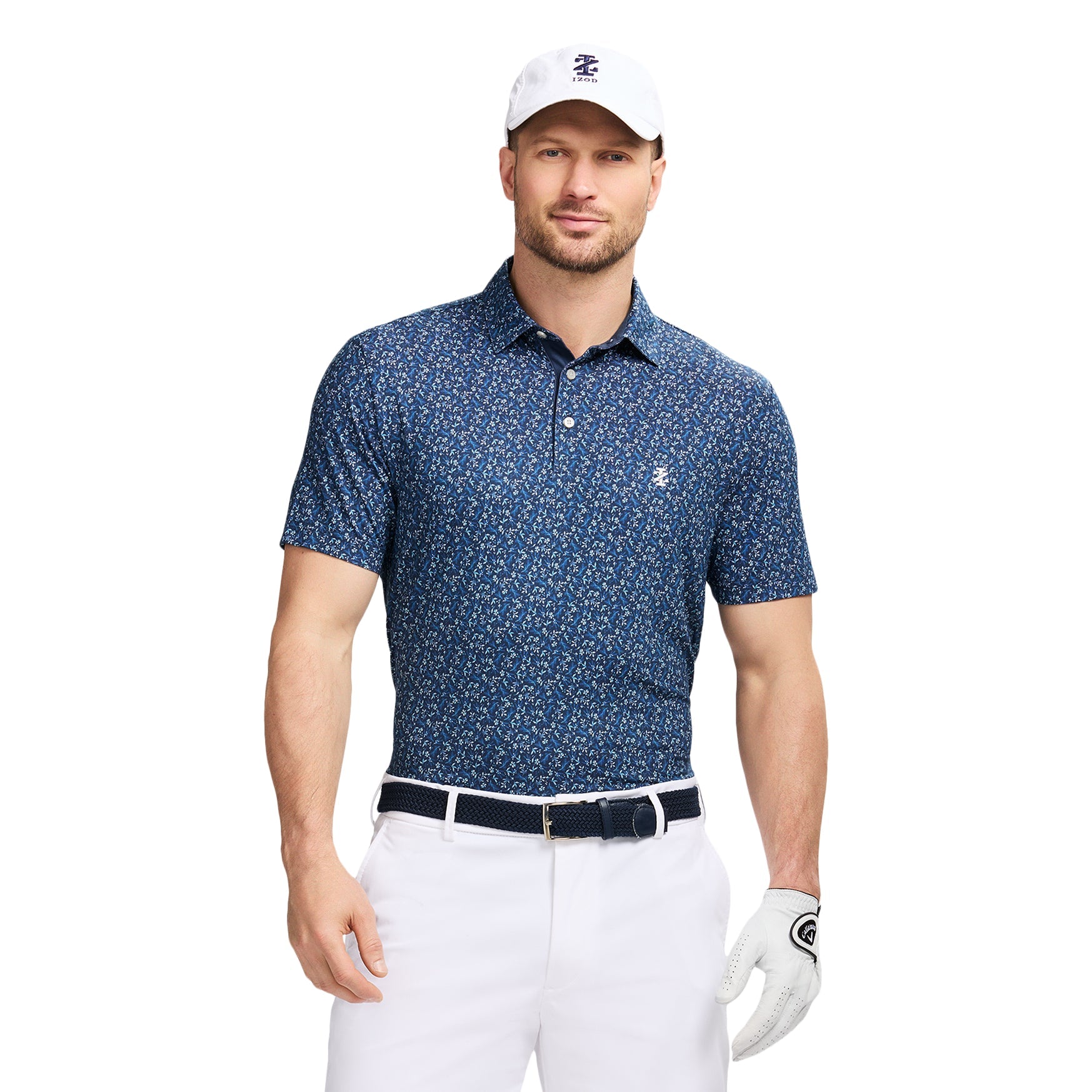 Izod Golf Swingflex Elite Printed Polo - Navy Blazer