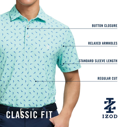Izod Golf Swingflex Elite Printed Polo - Navy Blazer