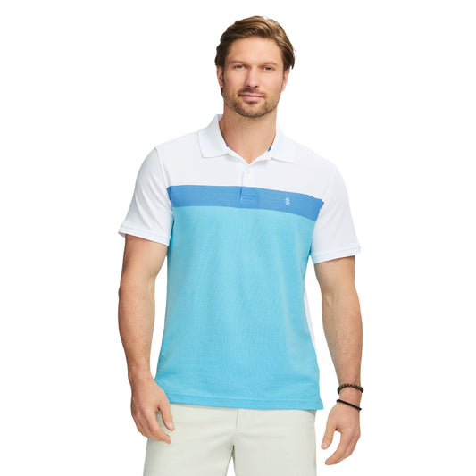 Izod Advantage Performance Short Sleeve Stripe Polo Shirt - Bright White