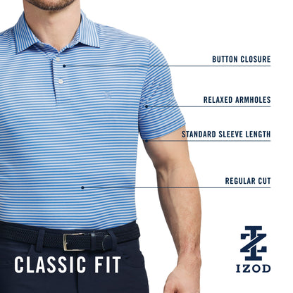Izod Golf Swingflex Elite Stripe Polo - Moonlight Blue