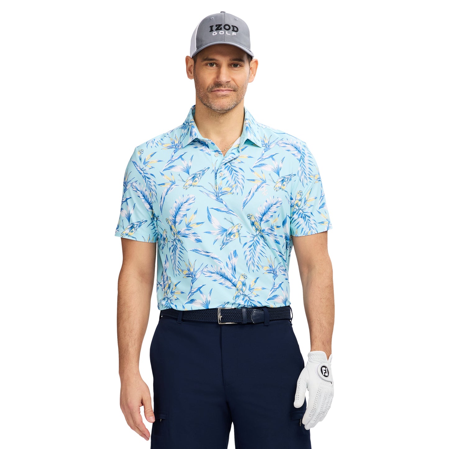 Izod Swingflex Elite Short Sleeve Printed Golf Polo - Limpet Shell
