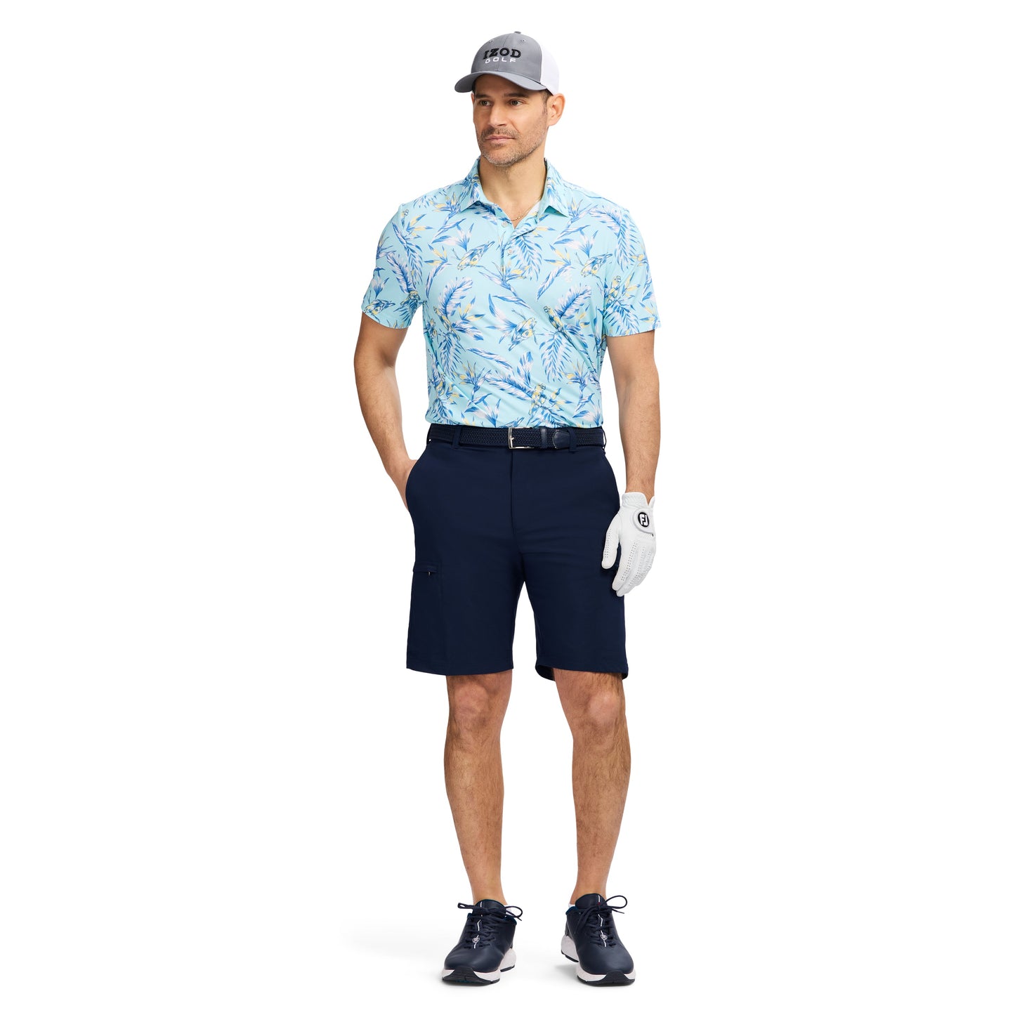 Izod Swingflex Elite Short Sleeve Printed Golf Polo - Limpet Shell