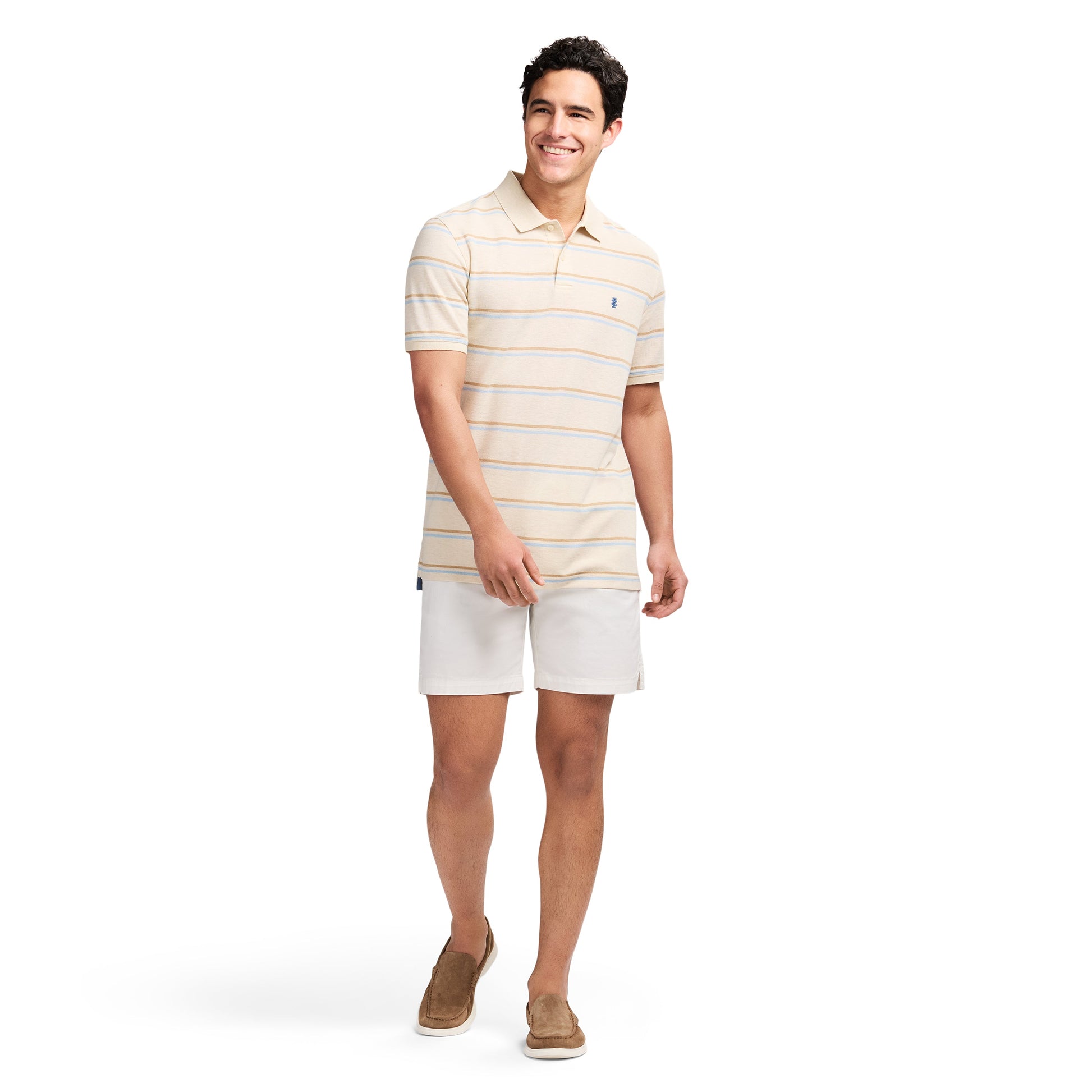 Izod Advantage Performance Striped Polo - Rock Hthr