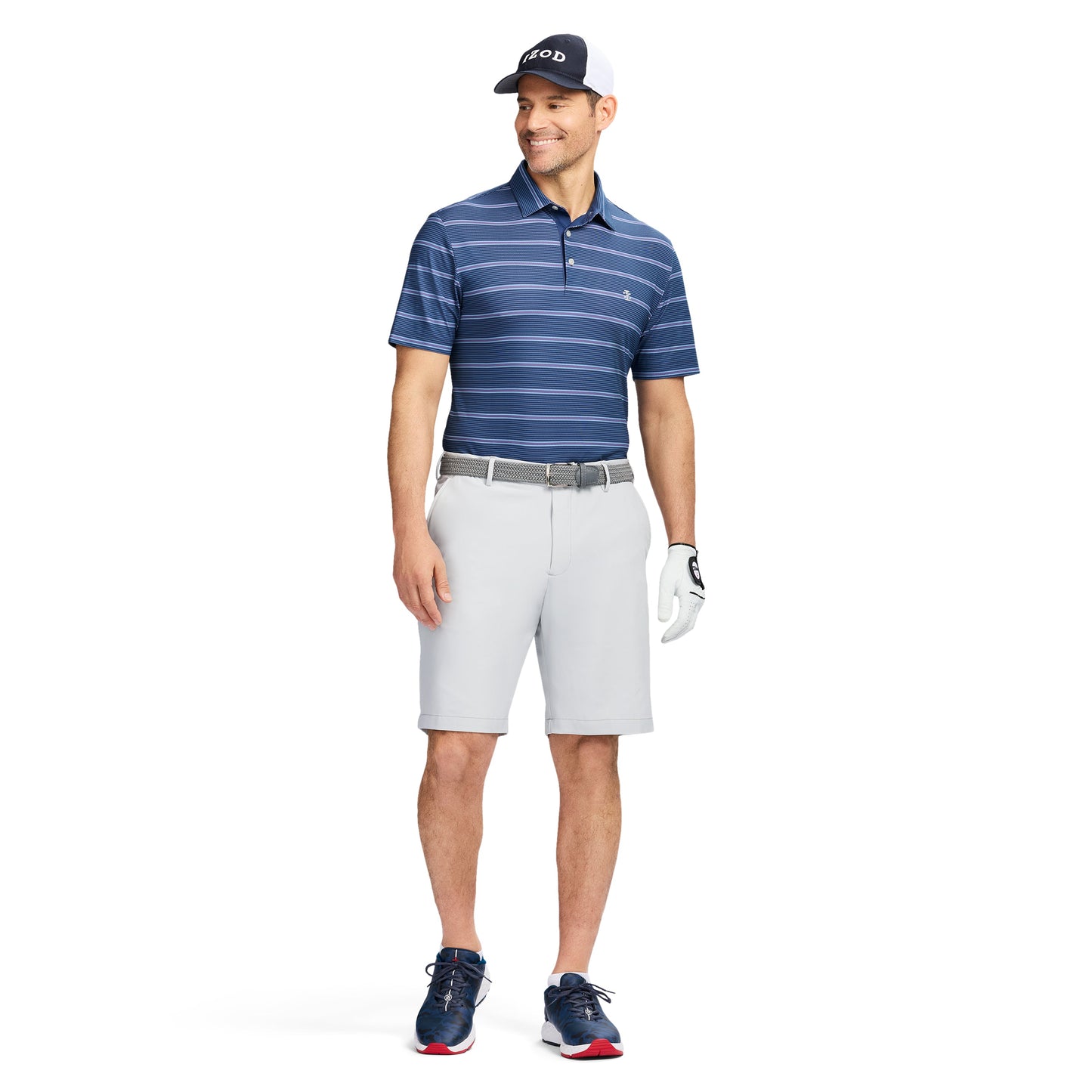 Izod Golf Swingflex Elite Stripe Polo - Navy Blazer