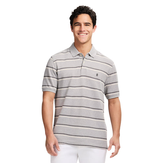 Izod Advantage Performance Striped Polo - Grey Heather