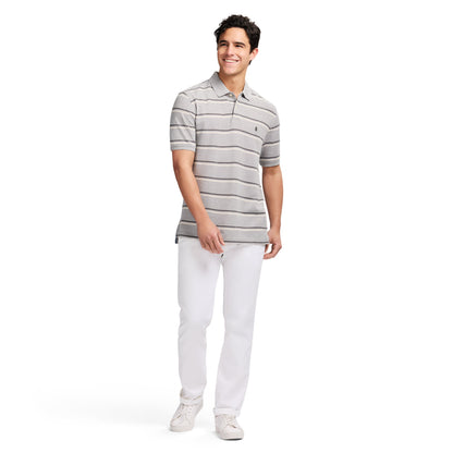 Izod Advantage Performance Striped Polo - Grey Heather
