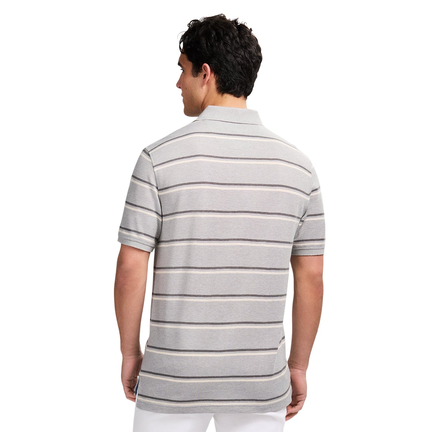 Izod Advantage Performance Striped Polo - Grey Heather