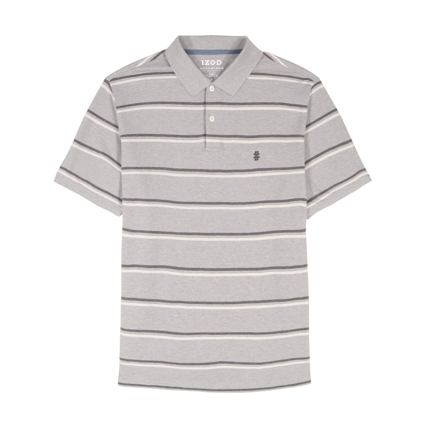 Izod Advantage Performance Striped Polo - Grey Heather